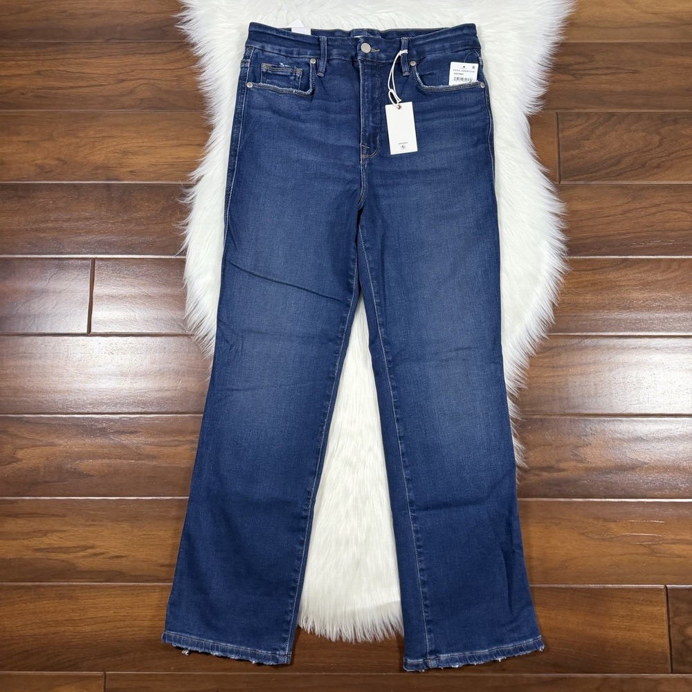 Good American Size 10 / 30 Super High Rise Good Curve Straight Leg Denim Jeans